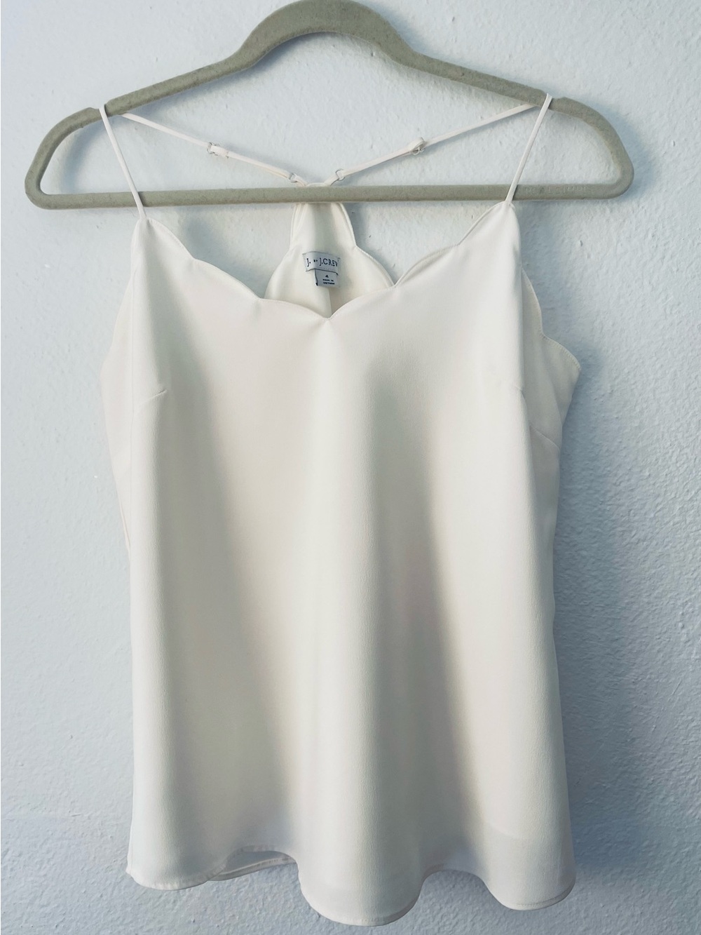 J Crew Womens Ivory Scalloped Edge Lined Camisole Top Size 4